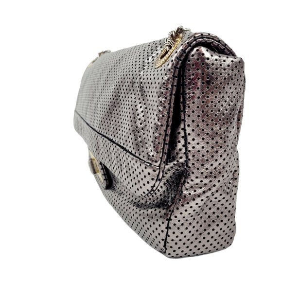 NEW Chanel Silver Metallic Perforated 2.55 Bag - Picture 4 of 14